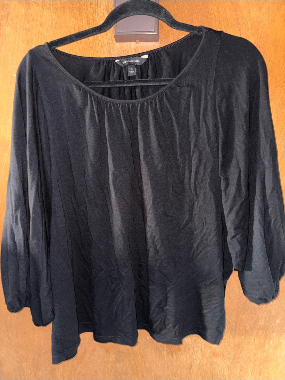 Banana Republic Black Scoop Neck 3/4 Sleeve Blouse